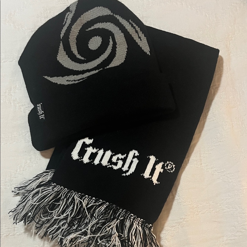 Core Nutritionals Crush It Black Beanie and Scarf Set